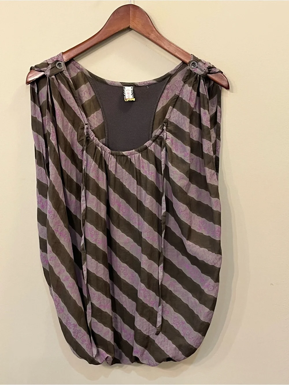 Free People Y2K billowy tank diagonal stripe attached brown tank medium